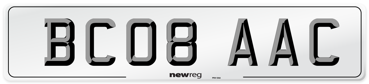 BC08 AAC Number Plate from New Reg